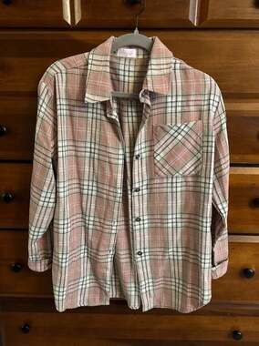 Pink Lily Boutique Pink and White Plaid Flannel Shacket